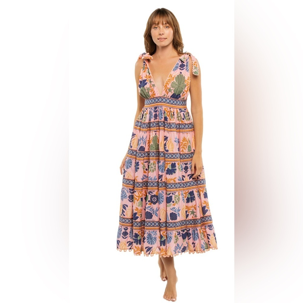 FARM Rio Pink and Blue Floral Midi Dress - Picture 2 of 11